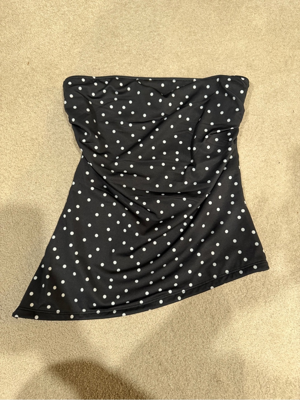 Black Strapless Polka Dot Tube Top